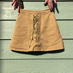 Vintage tan mini skirt